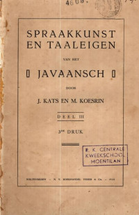 Image of SPRAAKKUNST EN TAALEIGEN VAN HET JAVAANSCH (4605)